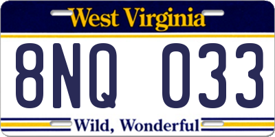 WV license plate 8NQ033