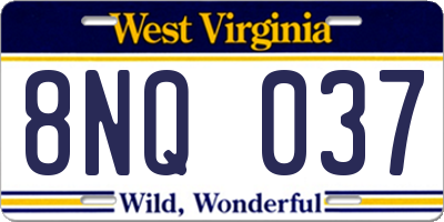 WV license plate 8NQ037