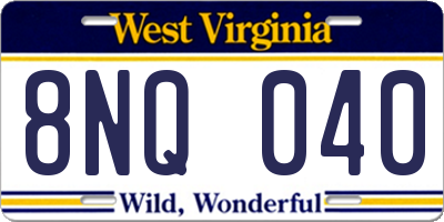 WV license plate 8NQ040