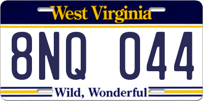 WV license plate 8NQ044