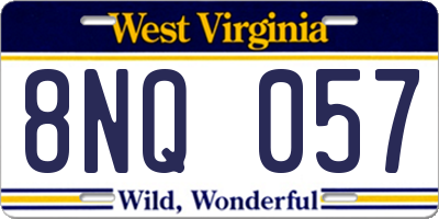 WV license plate 8NQ057
