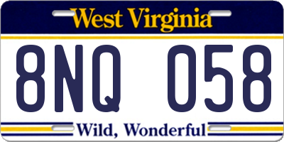 WV license plate 8NQ058
