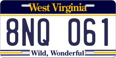 WV license plate 8NQ061