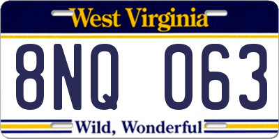 WV license plate 8NQ063