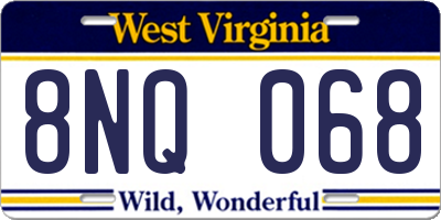 WV license plate 8NQ068