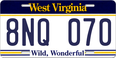 WV license plate 8NQ070