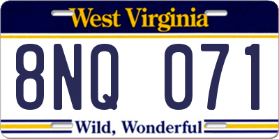 WV license plate 8NQ071