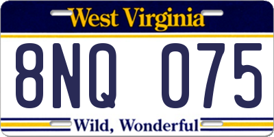 WV license plate 8NQ075