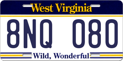 WV license plate 8NQ080