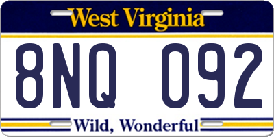 WV license plate 8NQ092