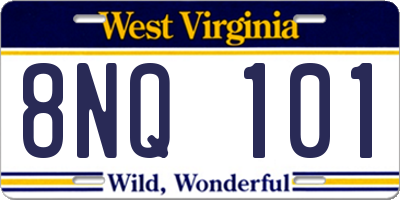 WV license plate 8NQ101
