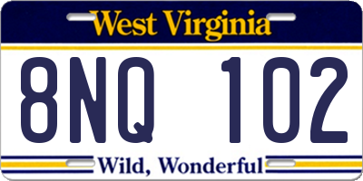 WV license plate 8NQ102