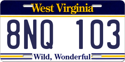 WV license plate 8NQ103