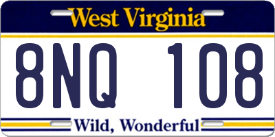 WV license plate 8NQ108