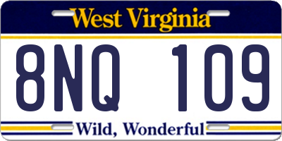 WV license plate 8NQ109