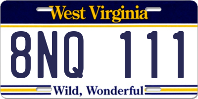 WV license plate 8NQ111