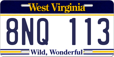 WV license plate 8NQ113