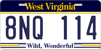 WV license plate 8NQ114