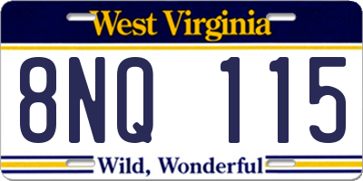 WV license plate 8NQ115
