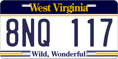 WV license plate 8NQ117