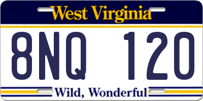 WV license plate 8NQ120