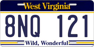 WV license plate 8NQ121