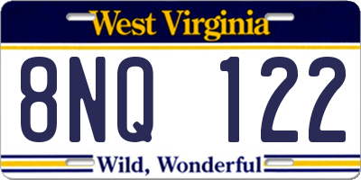 WV license plate 8NQ122