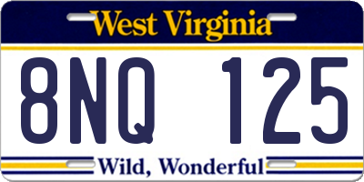 WV license plate 8NQ125