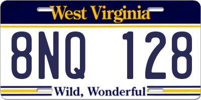 WV license plate 8NQ128