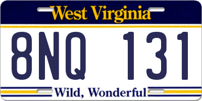 WV license plate 8NQ131