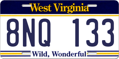 WV license plate 8NQ133