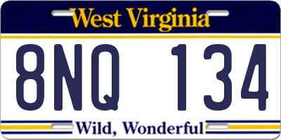 WV license plate 8NQ134