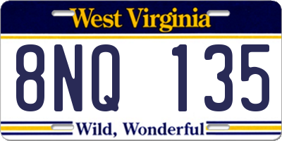 WV license plate 8NQ135