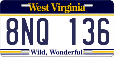 WV license plate 8NQ136