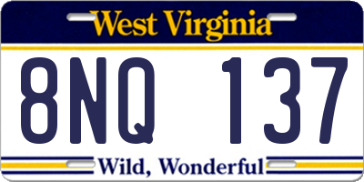 WV license plate 8NQ137