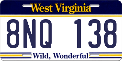 WV license plate 8NQ138