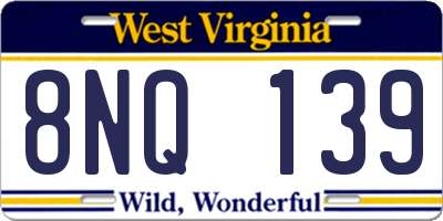 WV license plate 8NQ139
