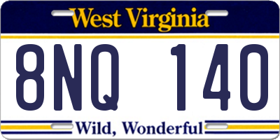WV license plate 8NQ140