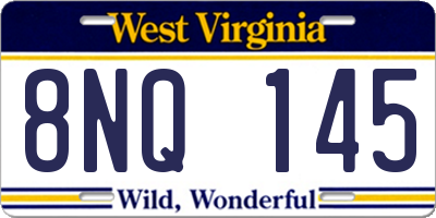 WV license plate 8NQ145