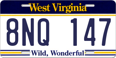 WV license plate 8NQ147