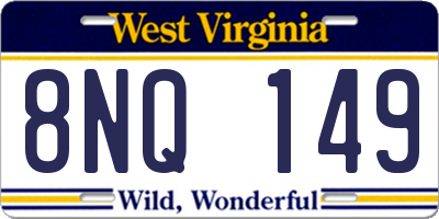 WV license plate 8NQ149