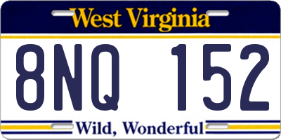 WV license plate 8NQ152