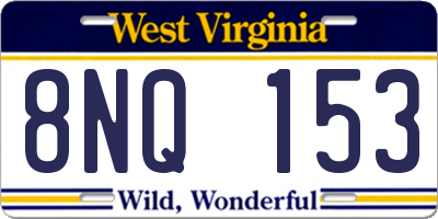 WV license plate 8NQ153