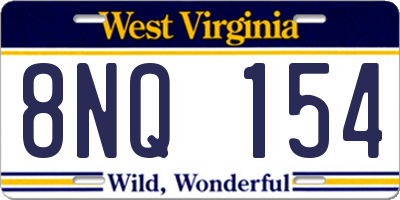 WV license plate 8NQ154