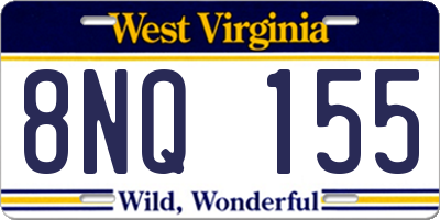 WV license plate 8NQ155