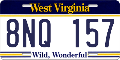 WV license plate 8NQ157