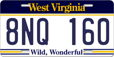 WV license plate 8NQ160