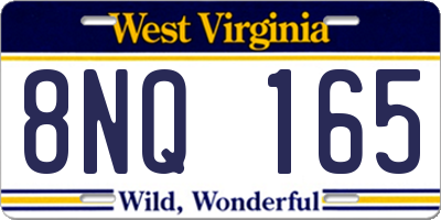 WV license plate 8NQ165