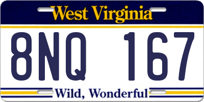 WV license plate 8NQ167
