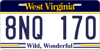 WV license plate 8NQ170